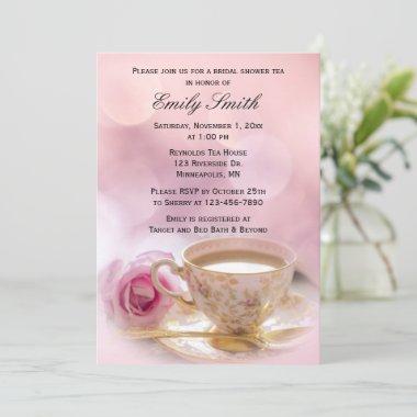 Pink Rose and Teacup | Bridal Shower Tea Invitations