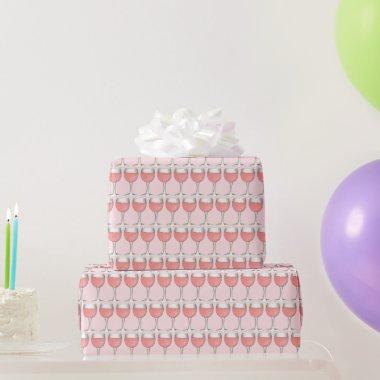 Pink Rosé Blush Wine Glass Winery  Wrapping Paper