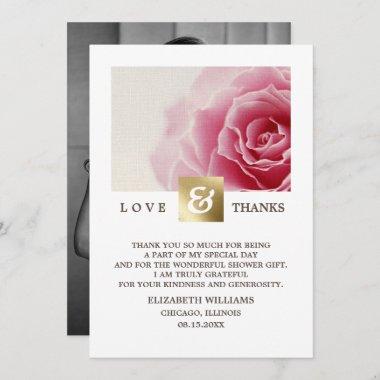 Pink Rose Bridal Shower Thank You Photo Invitations
