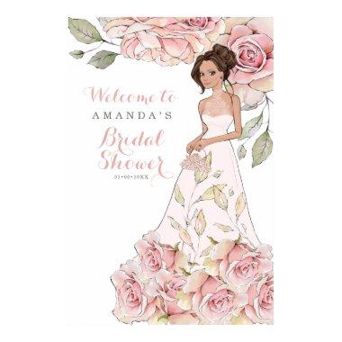 Pink Rose Bride Bridal Shower Welcome Poster