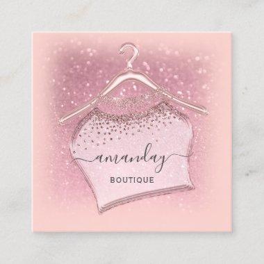 Pink Rose Cloth Hanger Fashion Boutique Square Business Invitations