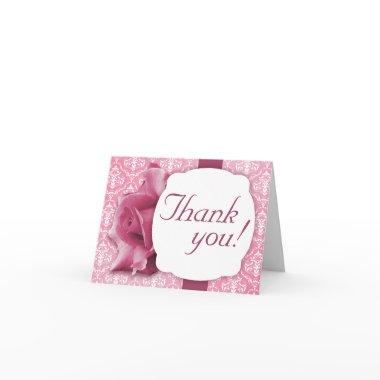 Pink Rose Damask Custom Thank You
