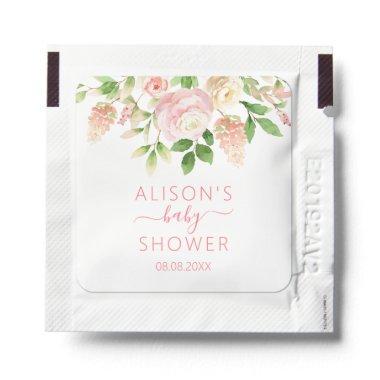 Pink Rose Elegant Floral Girl Baby Shower Hand Sanitizer Packet