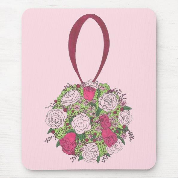 Pink Rose Flower Bridal Bouquet Wedding Shower Mouse Pad