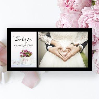 Pink Rose Flowers in Teapot Wedding Thank You