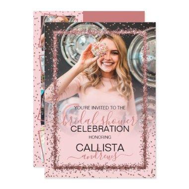 Pink Rose Gold Confetti Border Photo