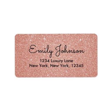 Pink Rose Gold Faux Glitter Sparkle Address Label