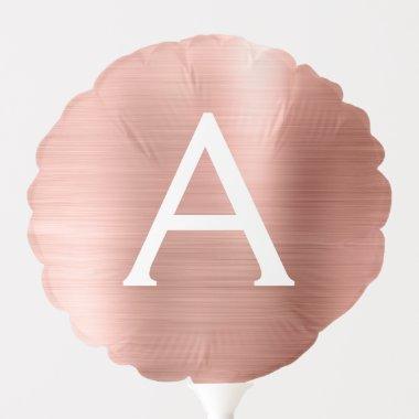 Pink Rose Gold Faux Stainless Steel Monogram Balloon