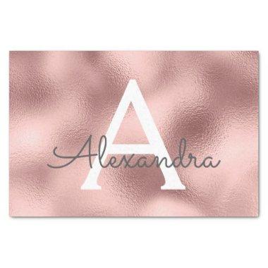 Pink Rose Gold Foil and Sparkle Monogram Tissue Paper