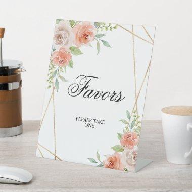 Pink Rose & Gold Frame Shower Favors Sign
