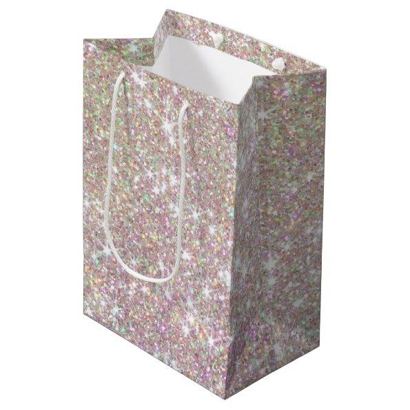 Pink Rose Gold Glitter Confetti Medium Gift Bag