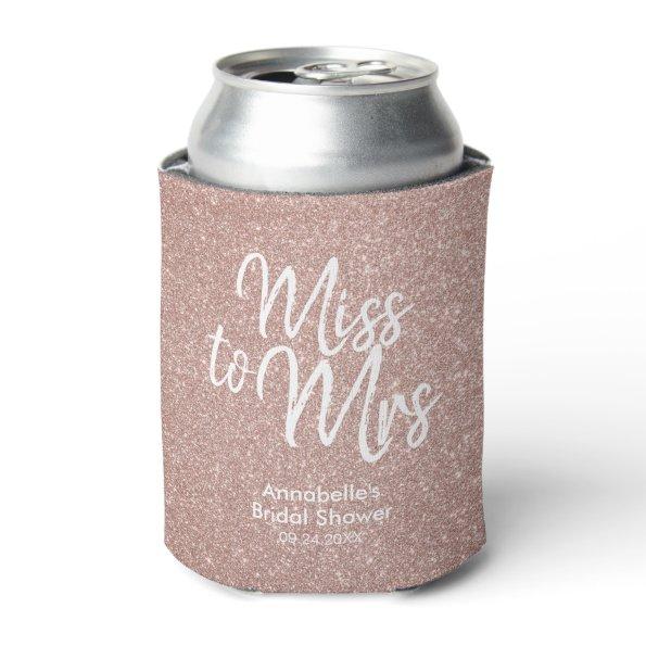 Pink Rose Gold Glitter Miss to Mrs Bridal Shower Can Cooler