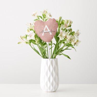Pink Rose Gold Glitter & Sparkle Monogram Birthday Balloon