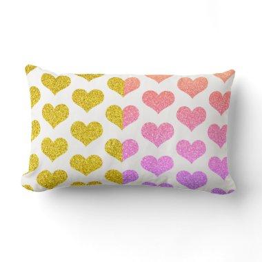 Pink Rose Gold Golden Ombre Hearts Patterns Cute Lumbar Pillow