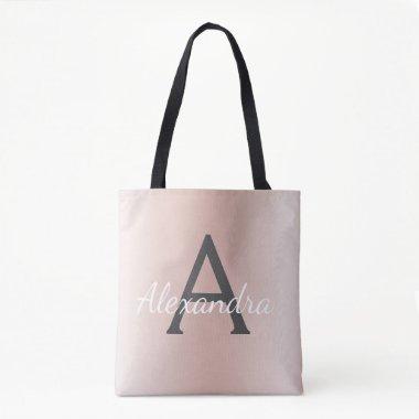 Pink Rose Gold Metallic Elegant Monogram Book Bag