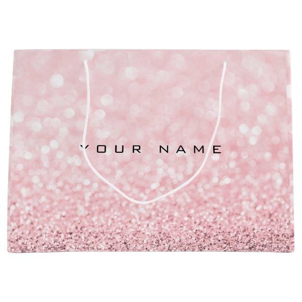 Pink Rose Gold Powder Glitter Favor Gift Name Large Gift Bag