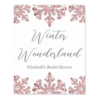 Pink Rose Gold Snowflake Winter  Poster