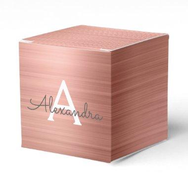 Pink Rose Gold Stainless Steel Monogram Favor Boxes