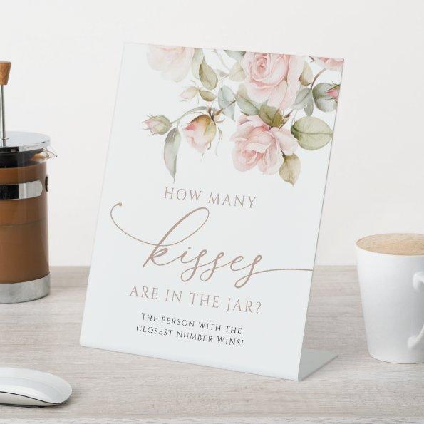 Pink Rose & Green How Many Kisses Are In The Jar Pedestal Sign