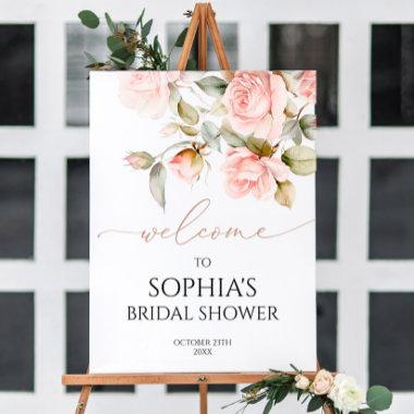 Pink Rose & Greenery Bridal Shower Welcome Sign
