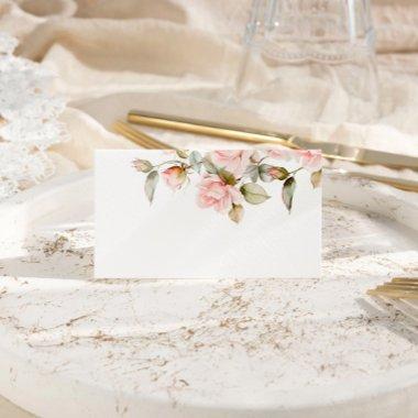 Pink Rose & Greenery Wedding Place Invitations