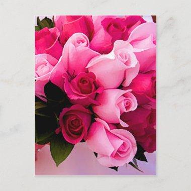 Pink Rose Note Invitations