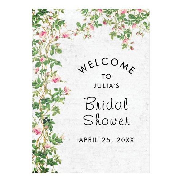 Pink Rose Old Wall Vintage Style Journal Wedding Poster