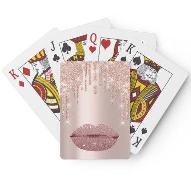 Pink Rose Pastel Spark Kiss Lips Bridal Poker