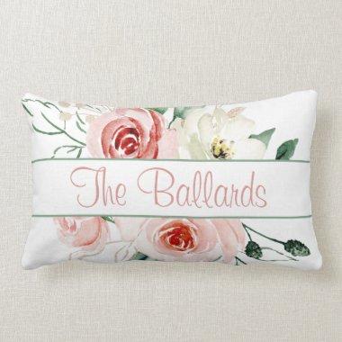 Pink Rose Personalized Name Lumbar Pillow