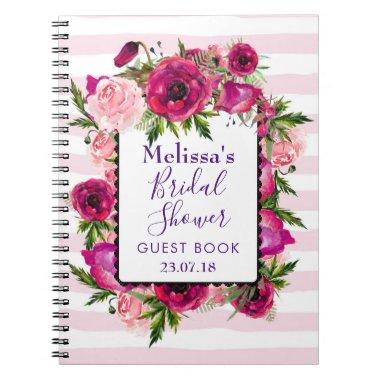 Pink Rose & Poppy Floral Bouquet  Notebook