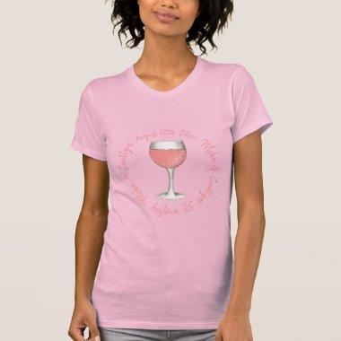 Pink Rosé Rose Wine Glass Wedding  T-Shirt