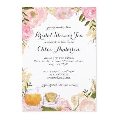 Pink Rose Teacup Bridal Shower Invitations