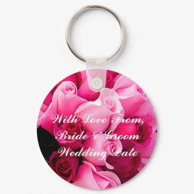 Pink Rose - Wedding Favor Key Chain Template