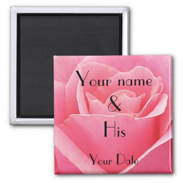 Pink Rose Wedding Magnet