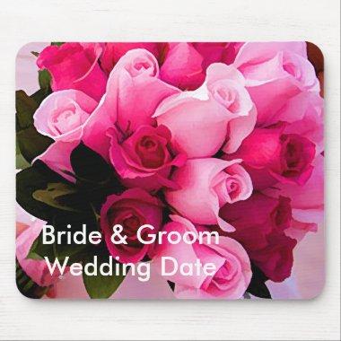Pink Rose Wedding Memory Mouse Pad Template