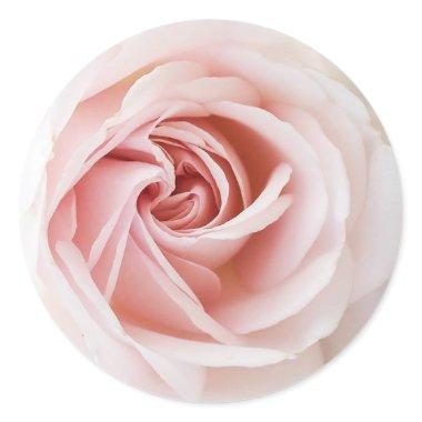 Pink Rose & White Wood Shabby Chic Bridal Shower Classic Round Sticker