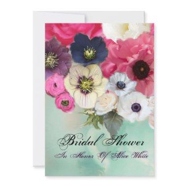 PINK ROSES AND ANEMONE FLOWERS BRIDAL SHOWER Invitations