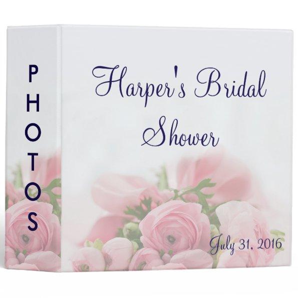 Pink Roses Bouquet Bridal Shower Photo Album 3 Ring Binder
