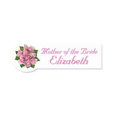 Pink Roses Bridal Shower Name Tag