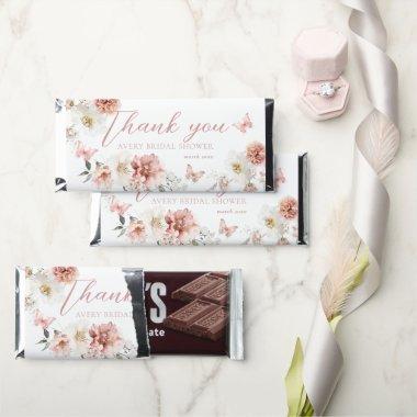 Pink Roses Butterflay Floral  Hershey Bar Favors