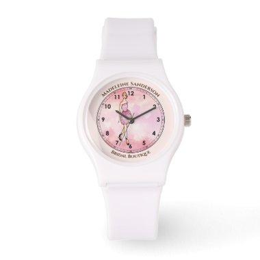 Pink Roses Classic Elegant Cocktail Dress Peach Watch