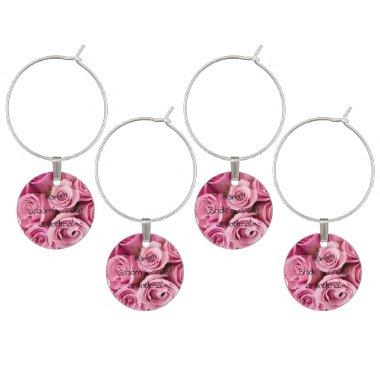 pink roses collage bridal shower wine charm