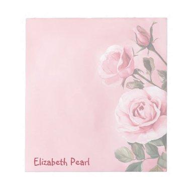 Pink Roses CUSTOM NAME Grocery Shopping To-Do List Notepad