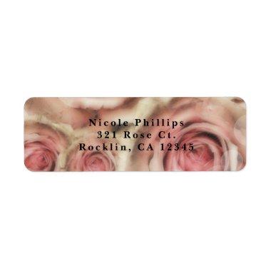 Pink Roses Elegant  Party  Label