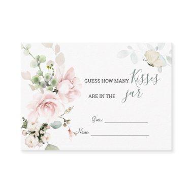 Pink Roses Foliage How many Kisses in Jar Enclosure Invitations