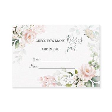 Pink Roses Foliage How many Kisses in Jar Game Enclosure Invitations