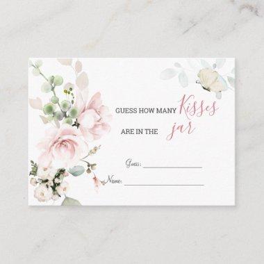 Pink Roses Foliage How Many Kisses in the Jar Game Enclosure Invitations
