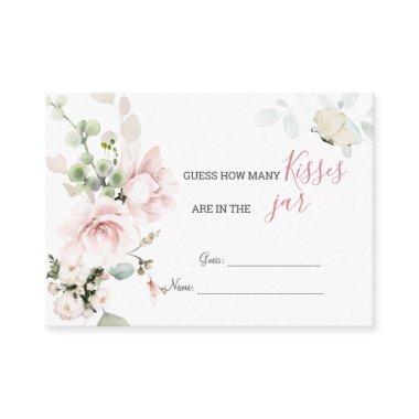 Pink Roses Foliage How Many Kisses in the Jar Game Enclosure Invitations