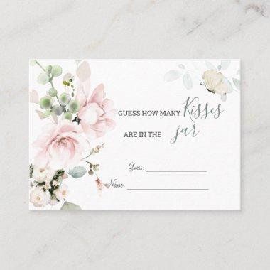 Pink Roses Foliage How many Kisses in the Jar Place Invitations