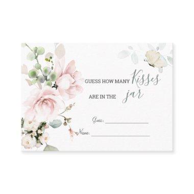 Pink Roses Foliage How many Kisses in the Jar Place Invitations